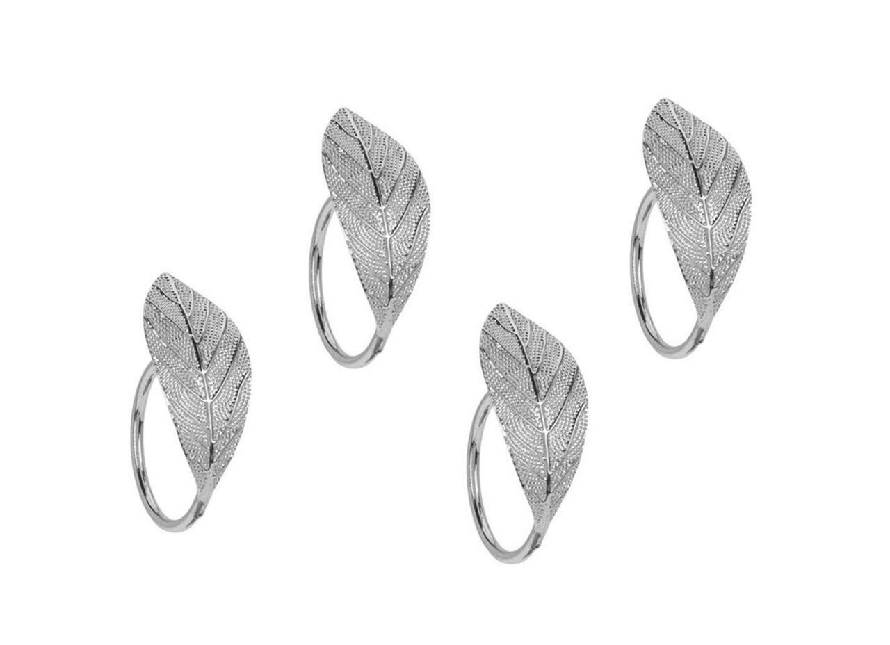Set 4 inele pentru servetele Leaf V2, 4.5 x 3 cm, metal, argintiu - imagine 3